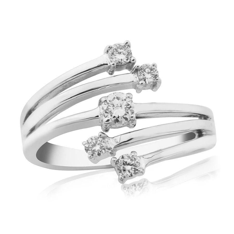 Dipples-9ct White Gold 5dia Dress Ring-Dipples Jewellers