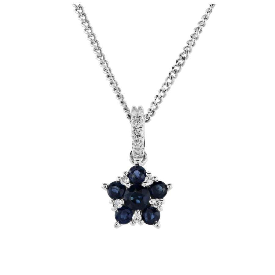 Dipples-9ct White Gold 6sap-9dia Rnd Pndt-Dipples Jewellers