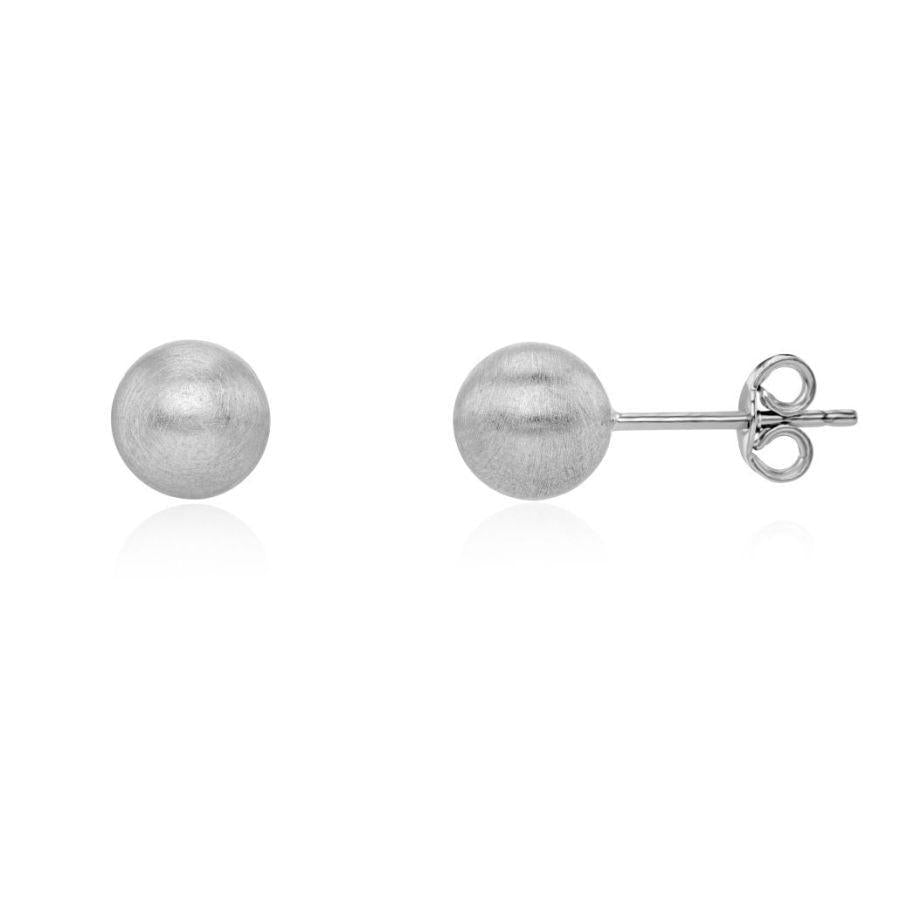 Dipples-9ct White Gold 7mm Satin Finished Ball Stud Earrings-Dipples Jewellers