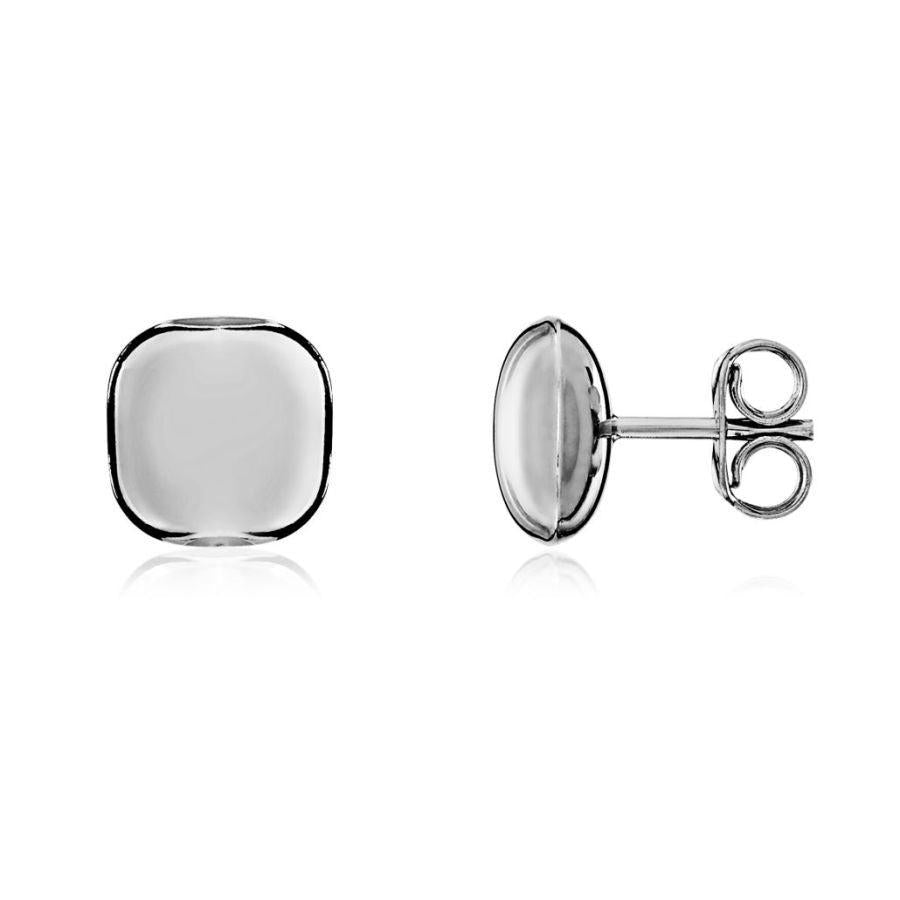 Dipples-9ct White Gold Cushion Shaped Stud Earrings-Dipples Jewellers