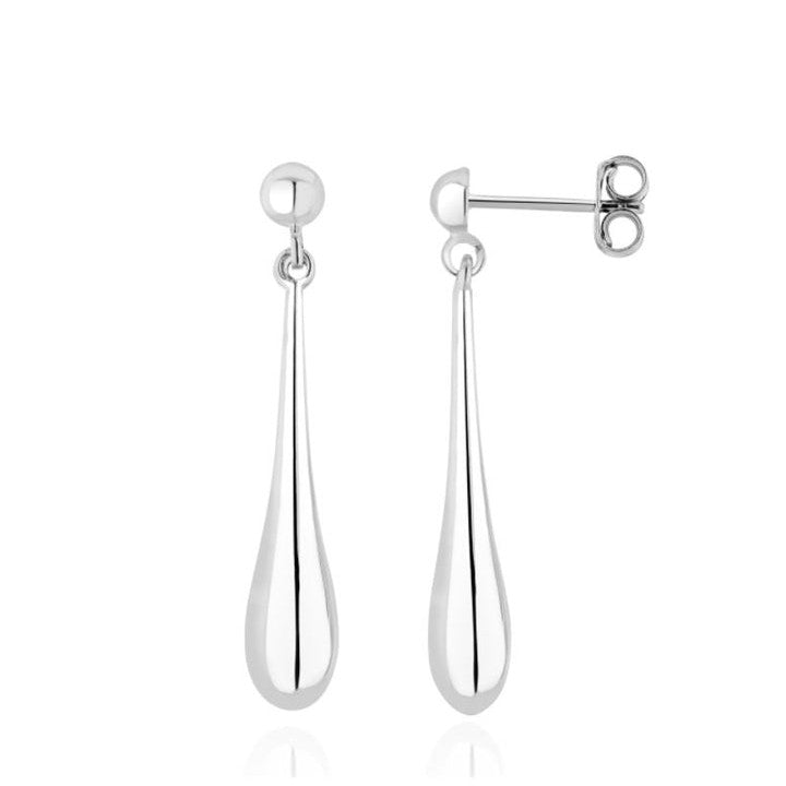 Dipples-9ct White Gold Long Bombe Drop 33mm-Dipples Jewellers