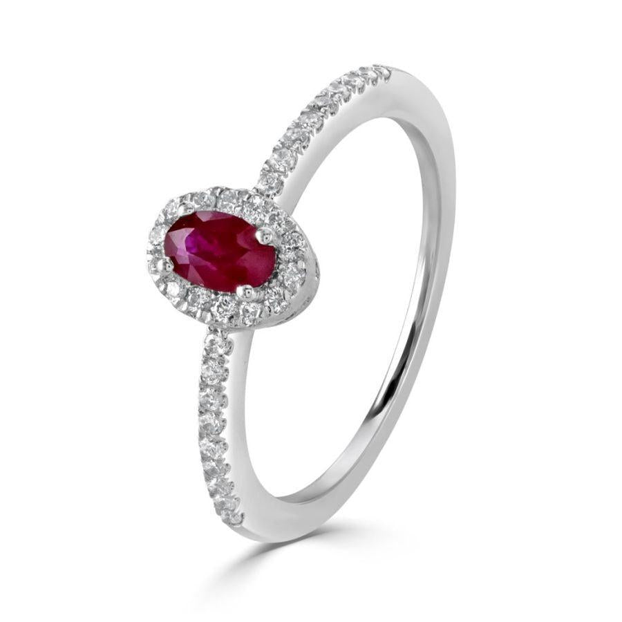 Dipples-9ct White Gold Oval Cut Ruby & Diamond Halo Cluster Ring with Diamond Shoulders-Dipples Jewellers