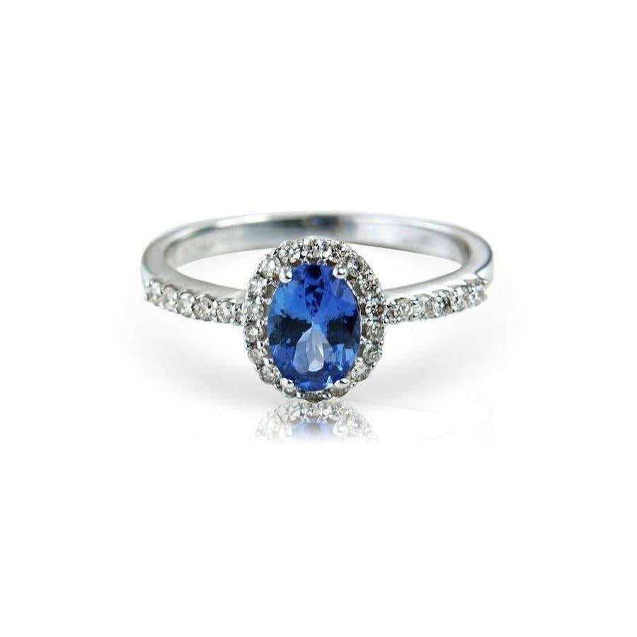Dipples-9ct White Gold Oval Cut Tanzanite & Diamond Halo Cluster Ring with Diamond Shoulders-Dipples Jewellers
