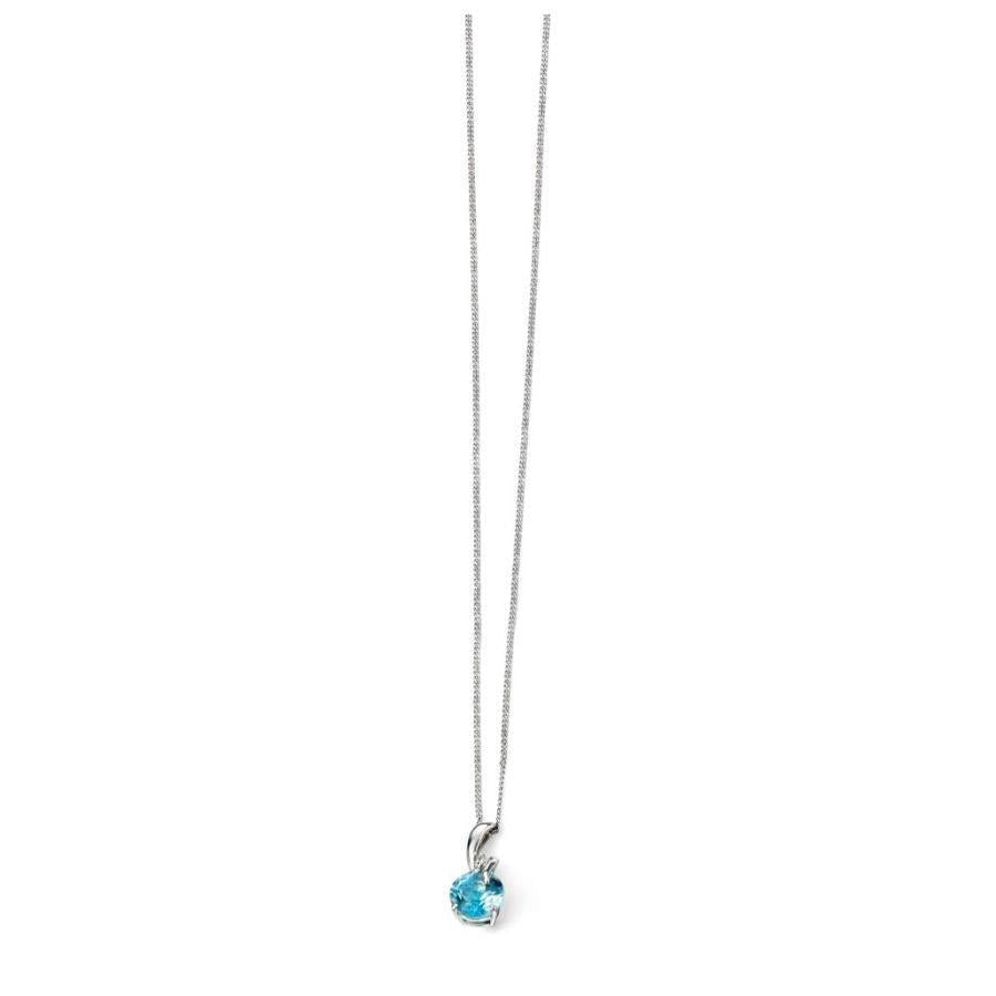 Dipples-9ct White Gold Round Cut Blue Topaz & Diamodn Twist Pendant-Dipples Jewellers