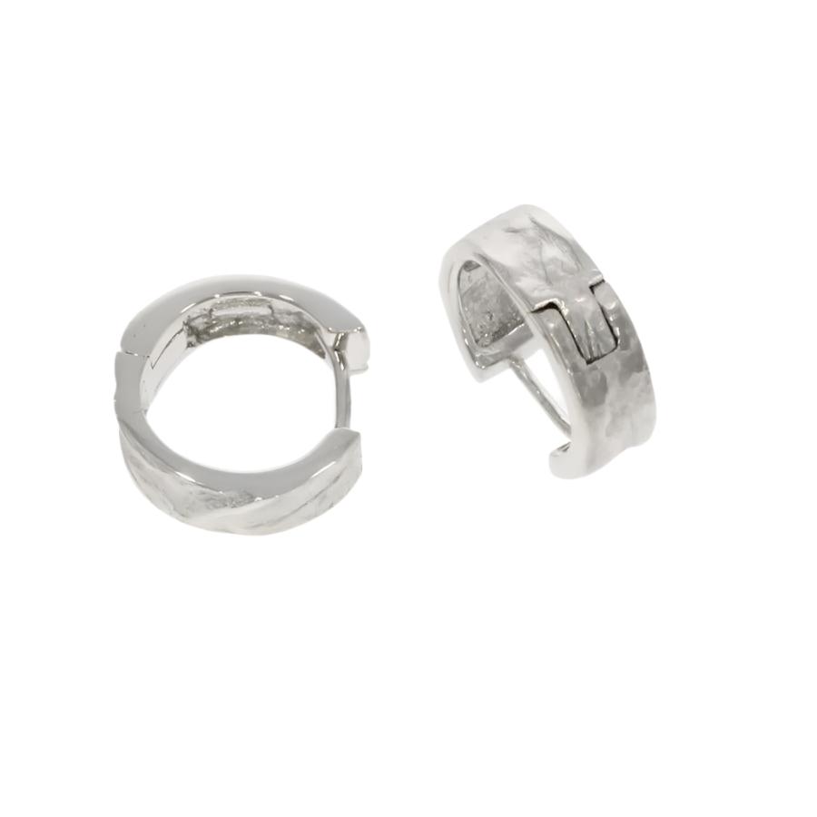 Dipples-9ct White Gold Textured Huggy Style Hoop Earrings-Dipples Jewellers