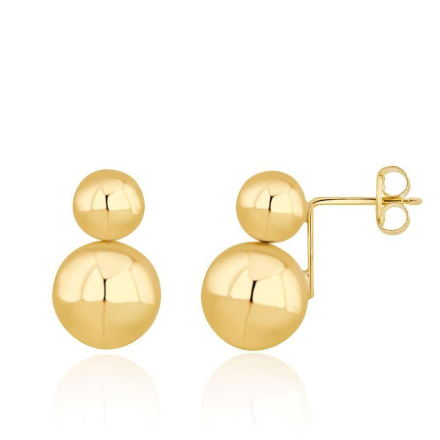 Dipples-9ct Yellow Gold Double Ball Stud Earrings-Dipples Jewellers