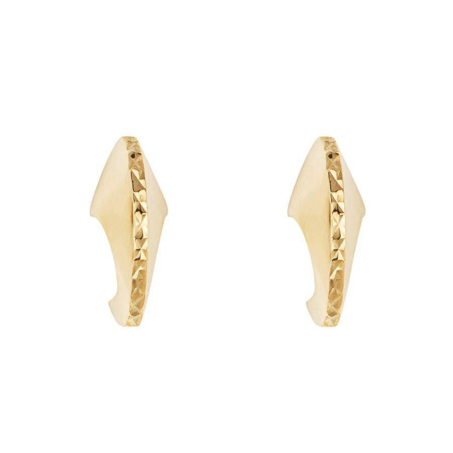 Dipples-9ct Yellow Gold Open Hook Diamond Cut Earrings-Dipples Jewellers