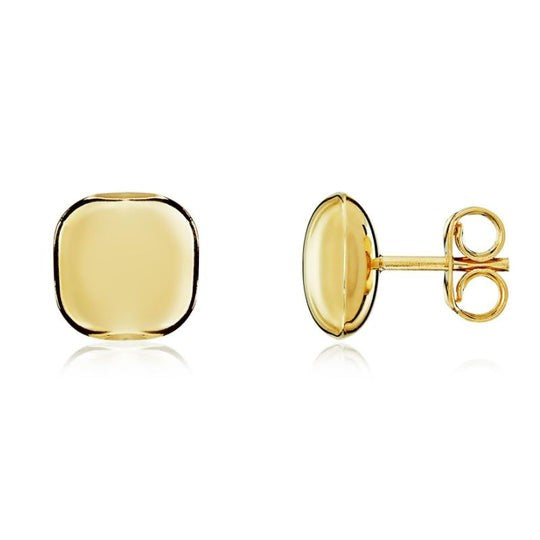 Dipples-9ct Yellow Gold Polished Cushion Stud Earrings 8mm-Dipples Jewellers