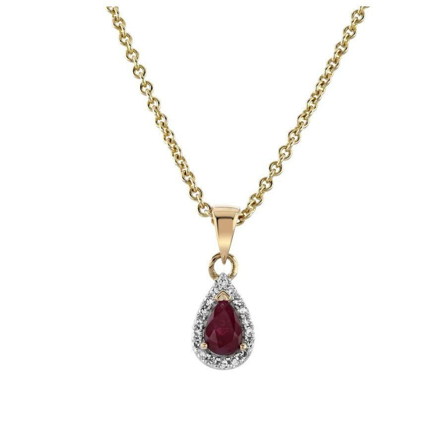 Dipples-9ct Yellow Gold T.Drp Ru/Di Clust N.Ch-Dipples Jewellers