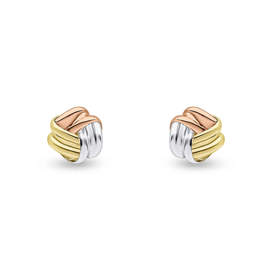 Dipples-9ct yellow, white and rose gold Small Ribbon Knot earrings-Dipples Jewellers