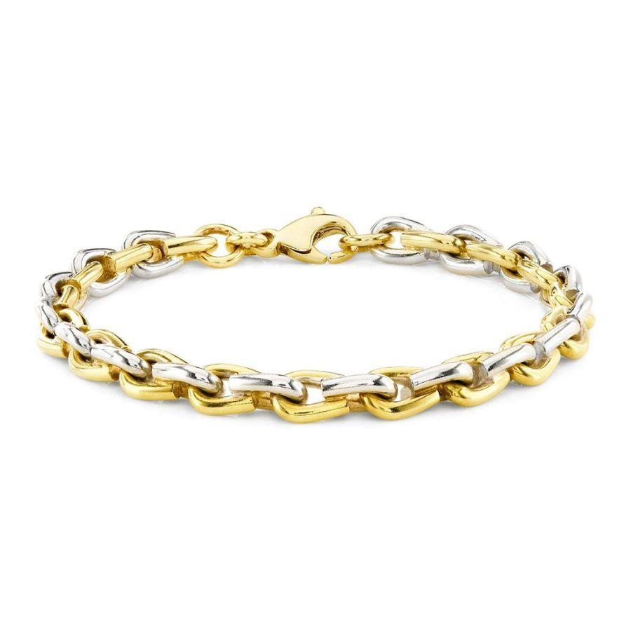Dipples-9ct Yellow & White Gold Horseshoe Link Bracelet-Dipples Jewellers