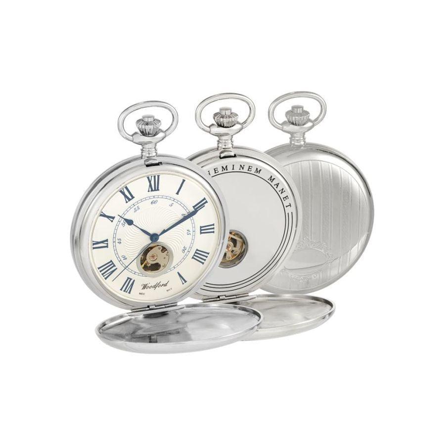 Dipples-Chrome Mechanical Open Heart Pocket Watch-Dipples Jewellers