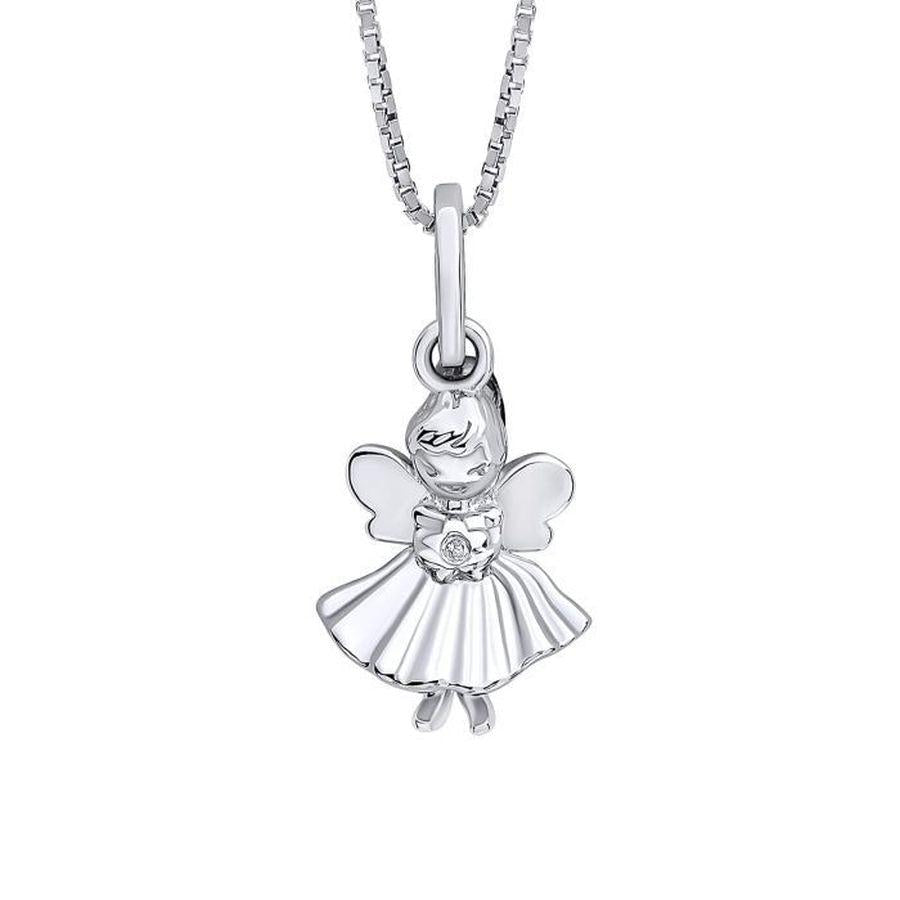 Dipples-D 4 Diamond Silver Fairy Pendant-Dipples Jewellers