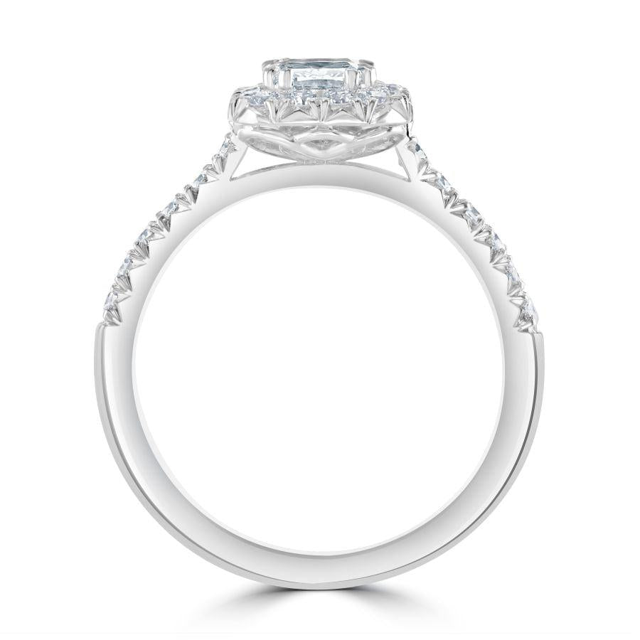 Dipples-Platinum Cushion Cut Diamond Halo Ring with Diamond Shoulders-Dipples Jewellers