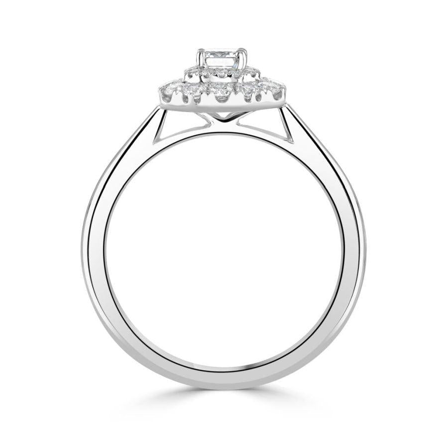 Dipples-Platinum Emerald Cut Diamond Double Halo Cluster Ring-Dipples Jewellers