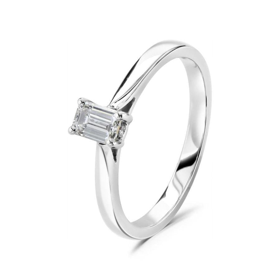 Dipples-Platinum Emerald Cut Solitaire Diamond Ring-Dipples Jewellers