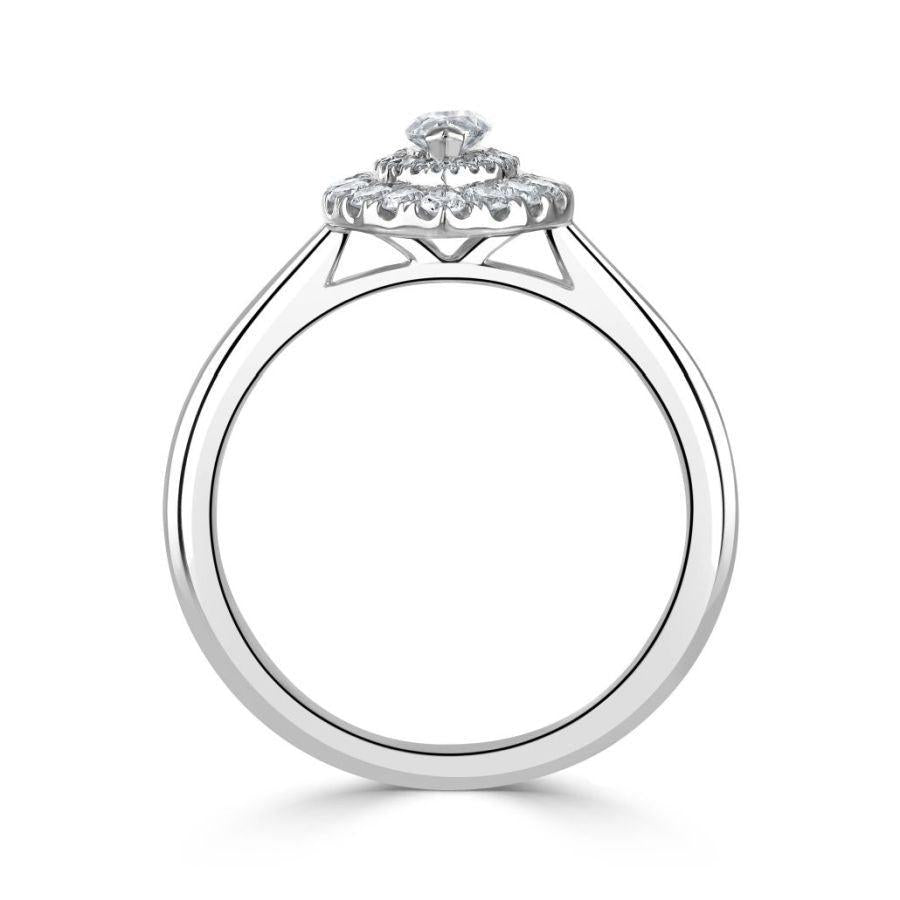 Dipples-Platinum Marquise Shaped Diamond Double Halo Cluster Ring-Dipples Jewellers