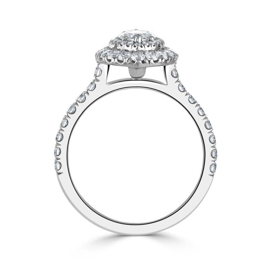 Dipples-Platinum Marquise-Shaped Diamond Double Halo Cluster Ring with Diamond Shoulders-Dipples Jewellers