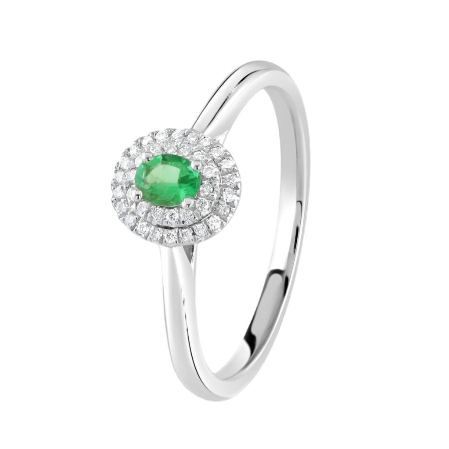 Dipples-Platinum Oval Cut Emerald & Diamond Double Halo Cluster Ring-Dipples Jewellers