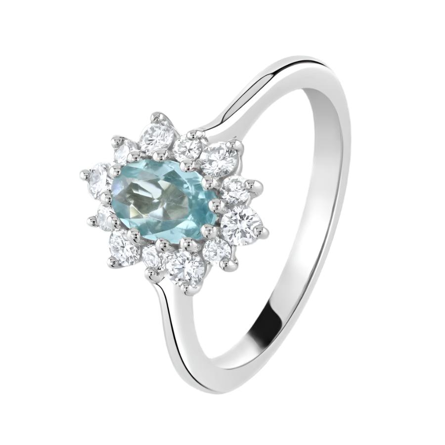 Dipples-Platinum Oval Cut Paraiba Tourmaline & Round Brilliant Cut Diamond Cluster Ring-Dipples Jewellers