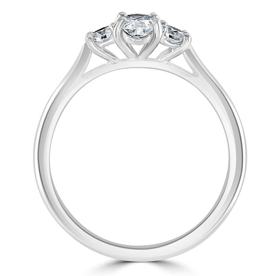 Dipples-Platinum Oval & Round Brilliant Cut Diamond Trilogy Ring-Dipples Jewellers