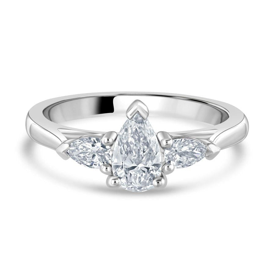 Dipples-Platinum Pear Cut Diamond Trilogy Ring-Dipples Jewellers