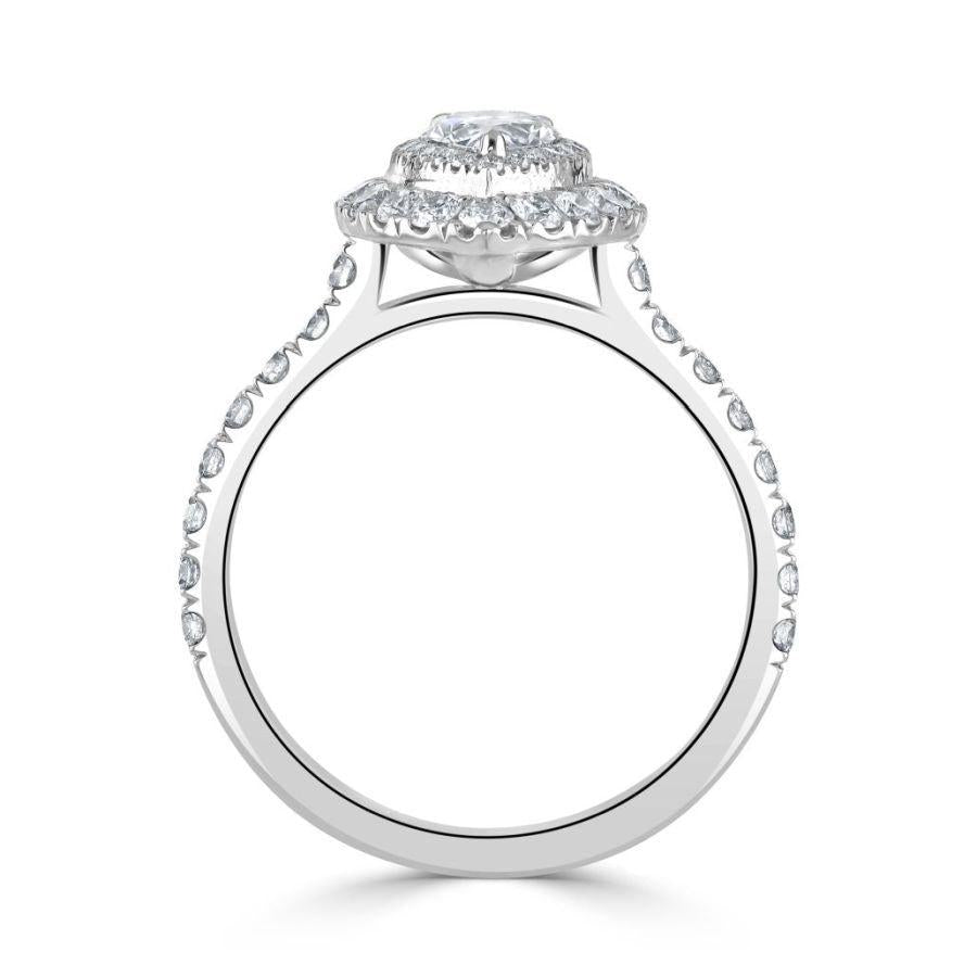 Dipples-Platinum Pear Shaped Diamond Double Halo Cluster Ring with Diamond Shoulders-Dipples Jewellers