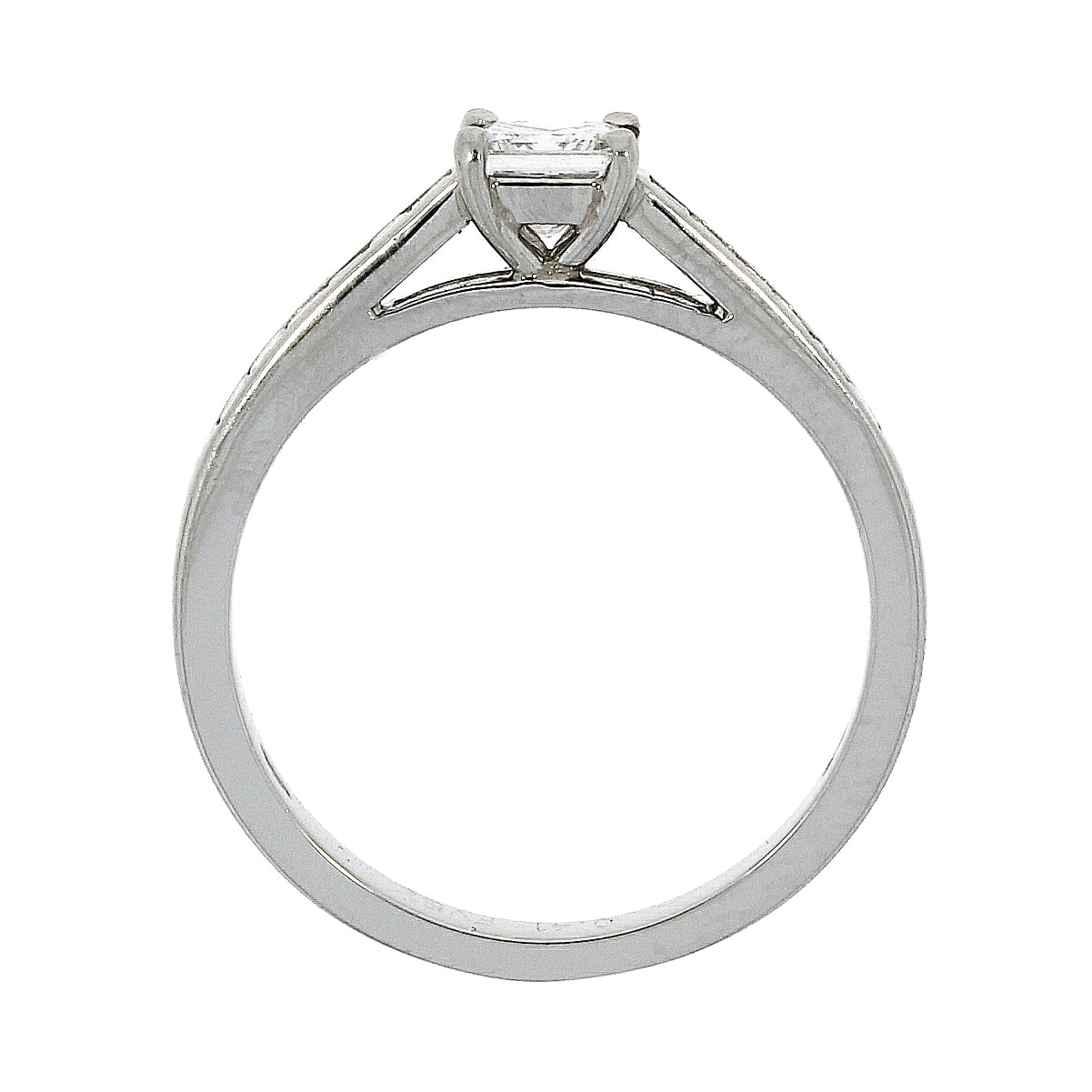 Dipples-Platinum princess cut claw set diamond with channel set princess cut diamond shoulders ring-Dipples Jewellers