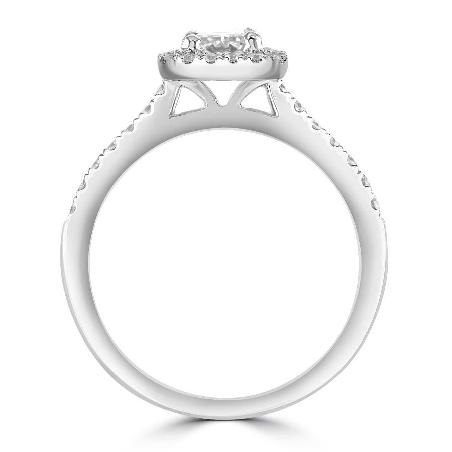Dipples-Platinum Radiant Cut Diamond Octagonal Halo Cluster Ring with Diamond Shoulders-Dipples Jewellers