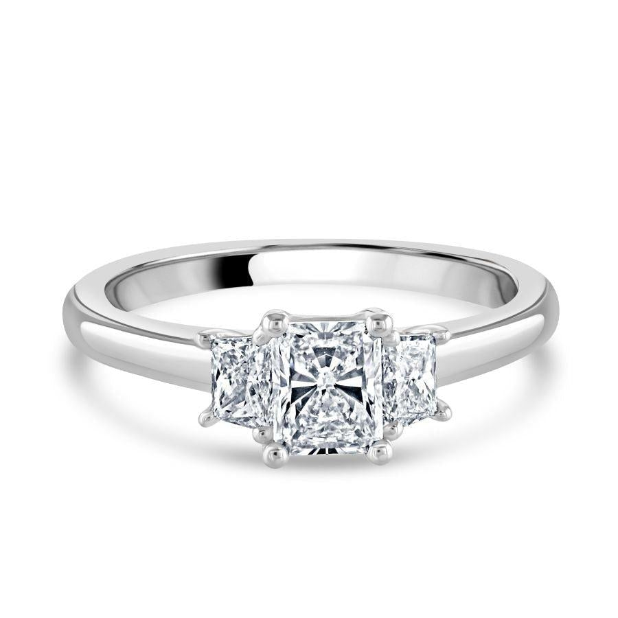 Dipples-Platinum Rectangular & Trapiezoid Cut Diamond Trilogy Ring-Dipples Jewellers