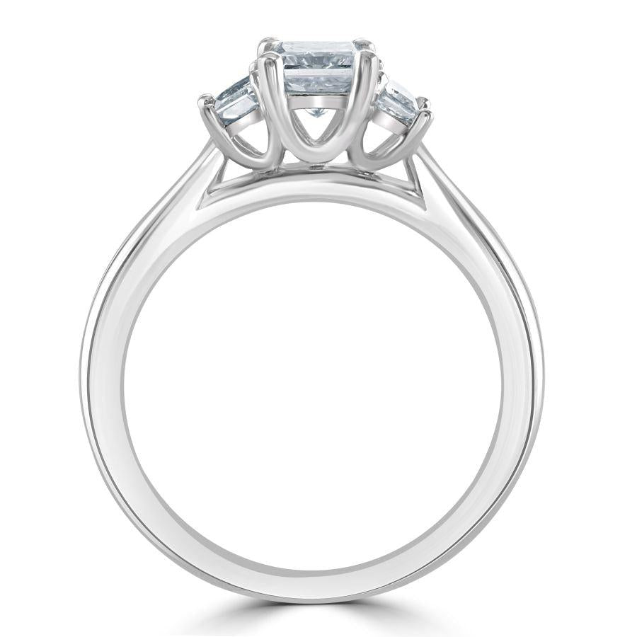 Dipples-Platinum Rectangular & Trapiezoid Cut Diamond Trilogy Ring-Dipples Jewellers