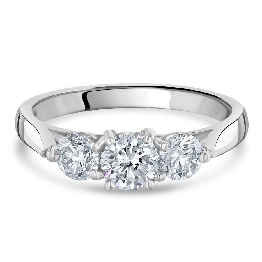Dipples-Platinum Round Brilliant Cut Diamond Trilogy Ring-Dipples Jewellers
