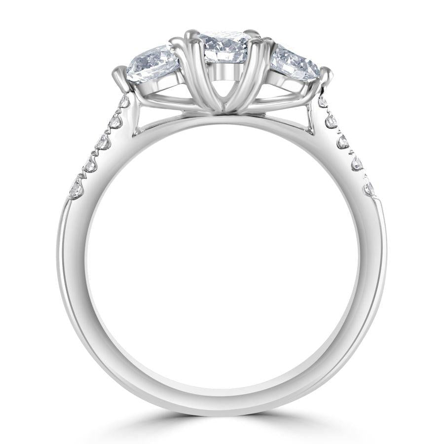 Dipples-Platinum Round Brilliant Cut Diamond Trilogy Ring with Diamond Shoulders-Dipples Jewellers