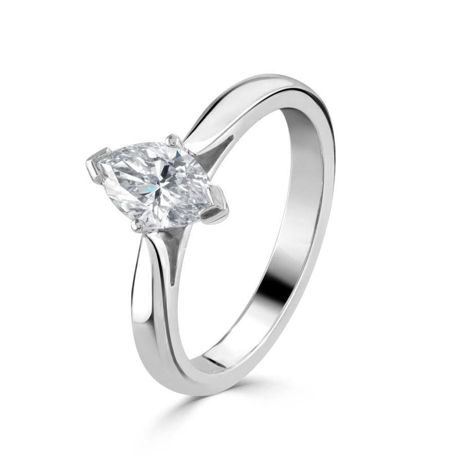 Dipples-Platinum solitaire marquise cut dimaond ring-Dipples Jewellers