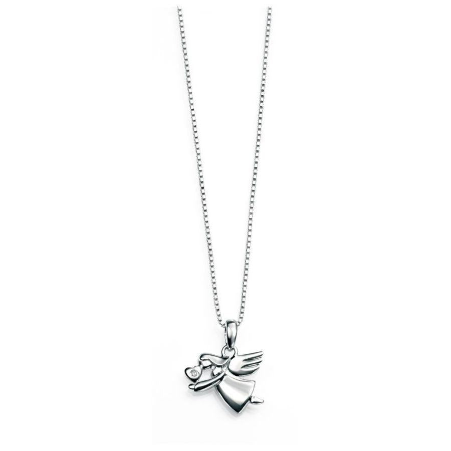 Dipples-Silver Diamond Set Angel Pendant-Dipples Jewellers
