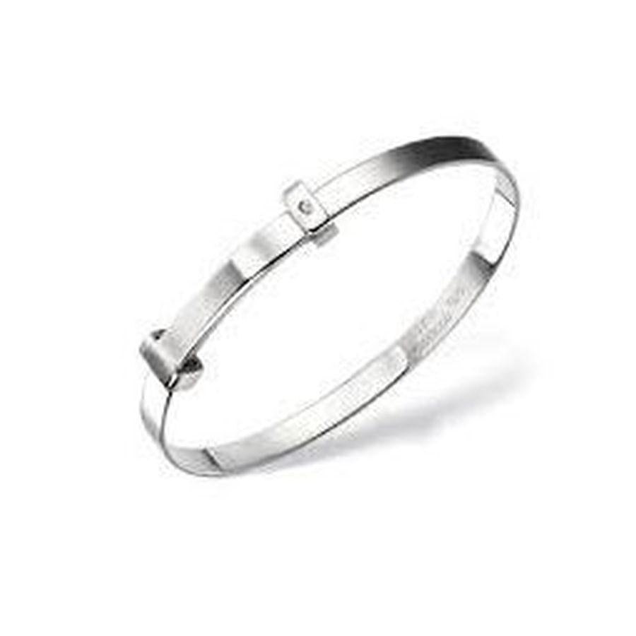 Dipples-Silver Diamond Set Blank Baby Bangle-Dipples Jewellers