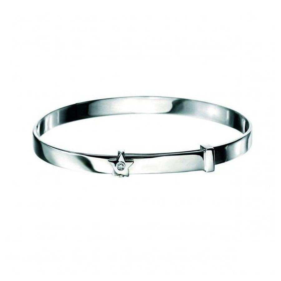 Dipples-Silver Diamond Set Star Baby Bangle-Dipples Jewellers