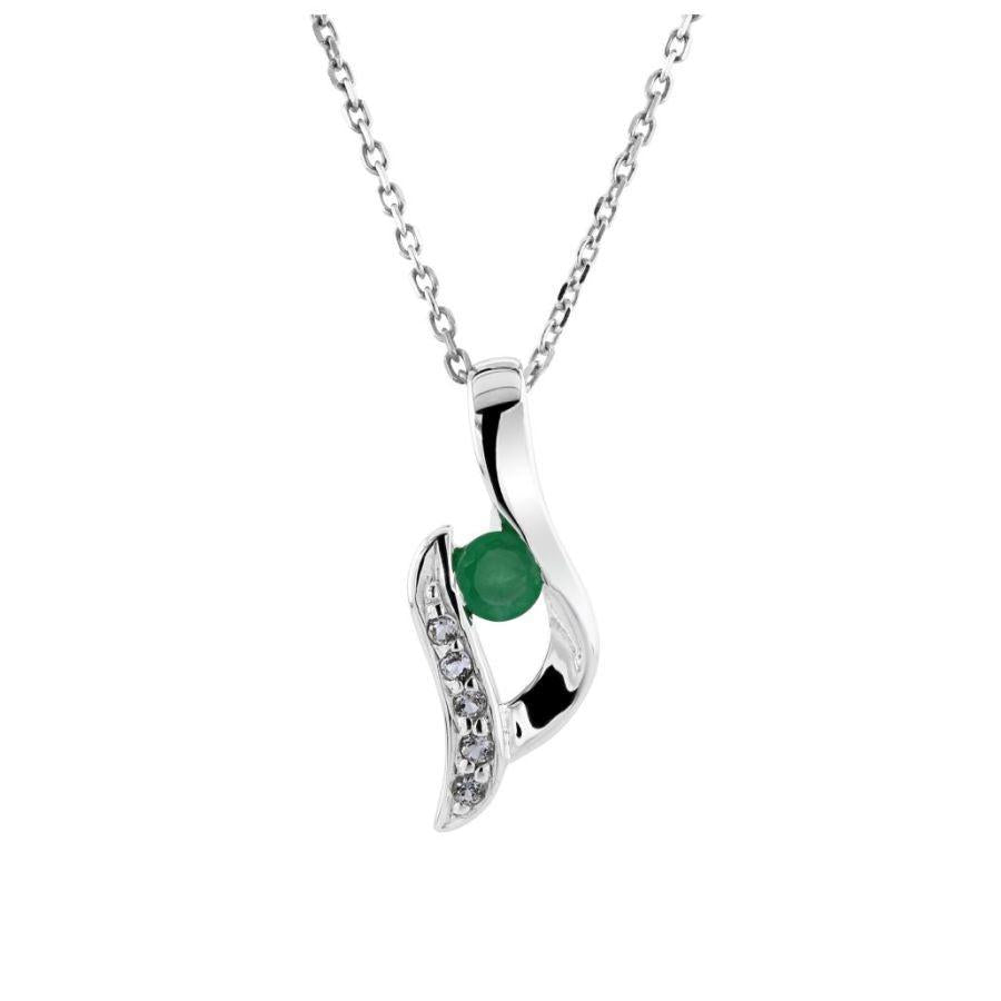 Dipples-Silver Emerald & White Topaz Set Twist Pendant-Dipples Jewellers