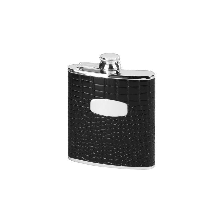 Dipples-Stainless Steel 6oz Black Crocodile Effect Hip Flask-Dipples Jewellers