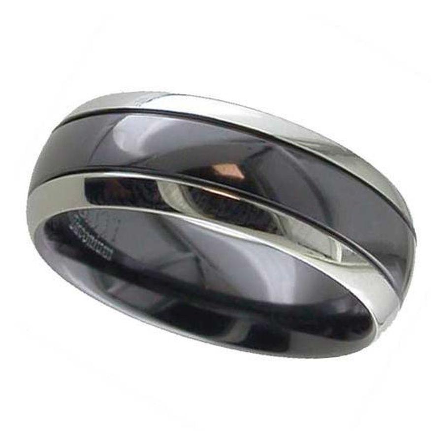 Dipples-Zirconium 7mm Polished & Black Wedding Band, size S-Dipples Jewellers
