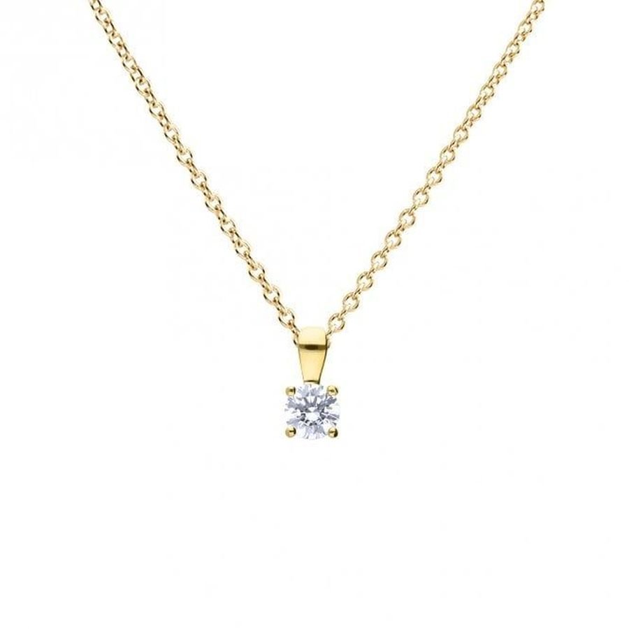 Dipples-Gold Plated Silver 0.50ct Cubic Zirconia Solitaire Pendant-Dipples Jewellers