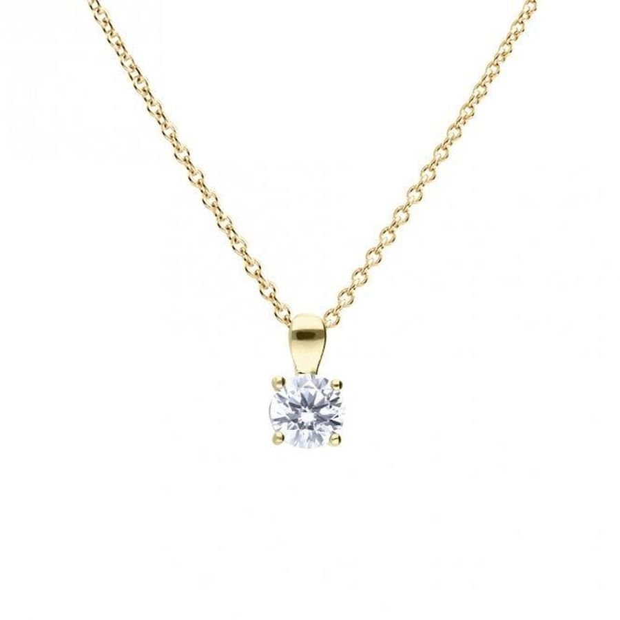 Dipples-Gold Plated Silver 1.00ct Cubic Zirconia Solitaire Pendant-Dipples Jewellers