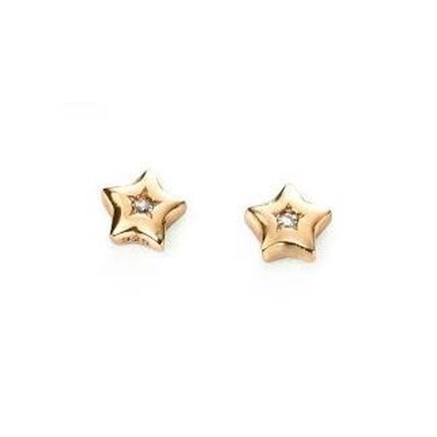 Dipples-Gold Plated Silver Cubic Zirconia Set Star Stud Earrings-Dipples Jewellers