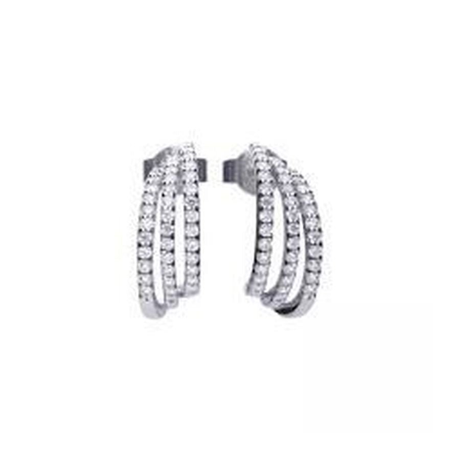 Dipples-Sil-Cz-3pave 1/2 Hoop-Dipples Jewellers