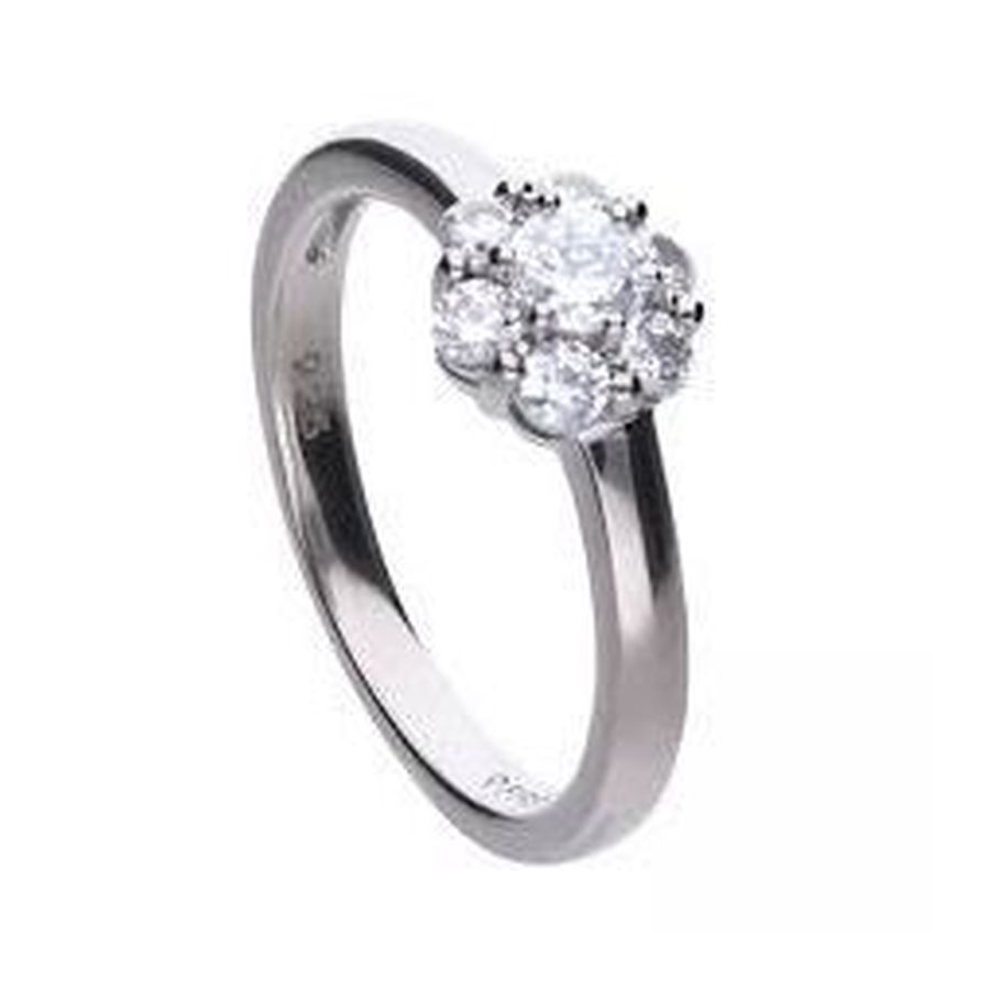 Dipples-Silver Cubic Zirconia Flower Cluster Ring-Dipples Jewellers