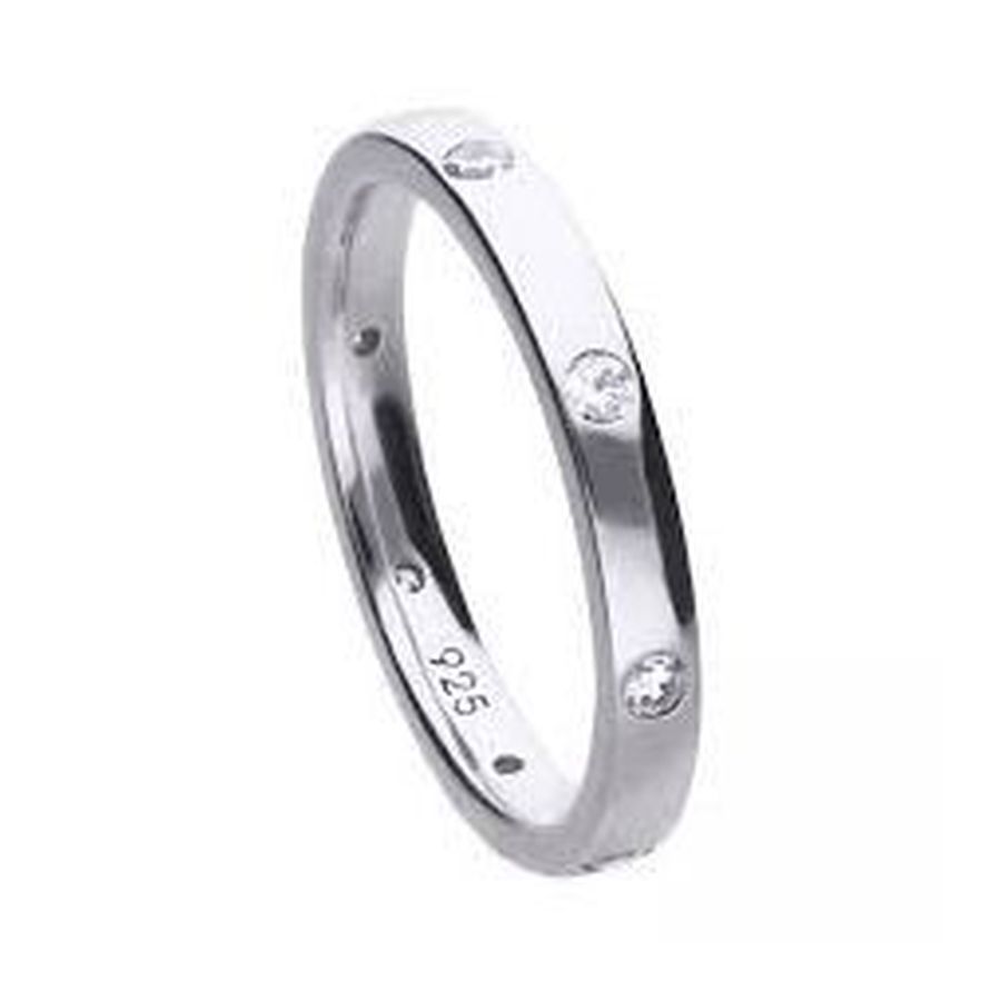 Dipples-Silver Cubic Zirconia Set Ring, size N-Dipples Jewellers