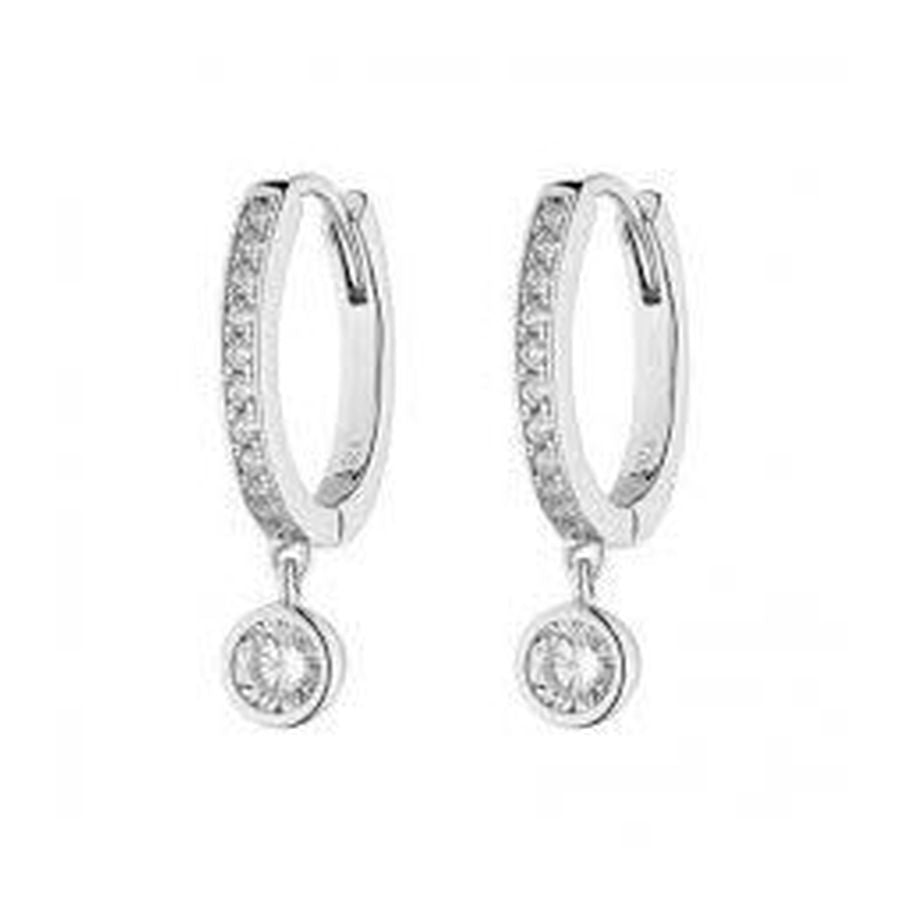 Dipples-Silver Cz Hoop And Drp-Dipples Jewellers
