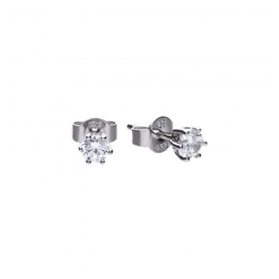 Dipples-Silver Solitaire CZ Claw Set Stud Earrings-Dipples Jewellers