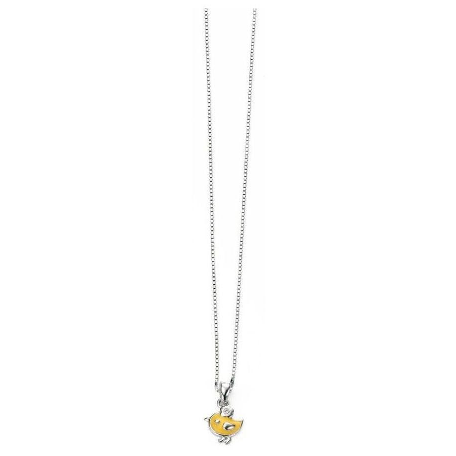 Dipples-Silver & Yellow Enamel Diamond Set Chick Pendant-Dipples Jewellers