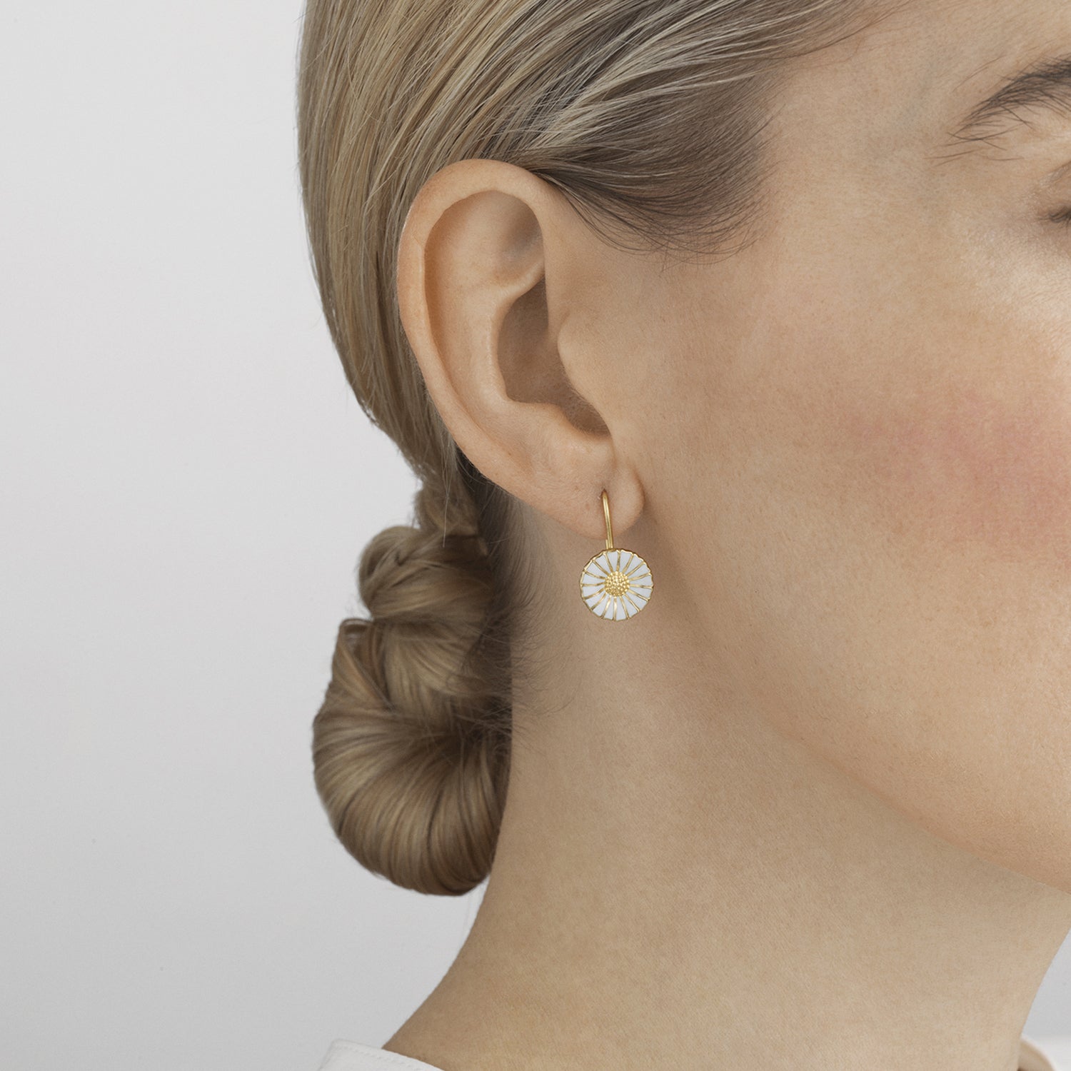 Georg Jensen-Gold Plated Silver Daisy Earhooks-Dipples Jewellers